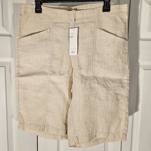 Eileen Fisher Medium cream linen shorts NEW